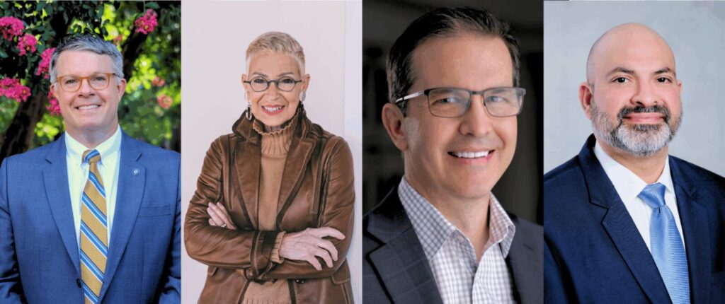 A collection of four headshots of new City Parks Alliance board members