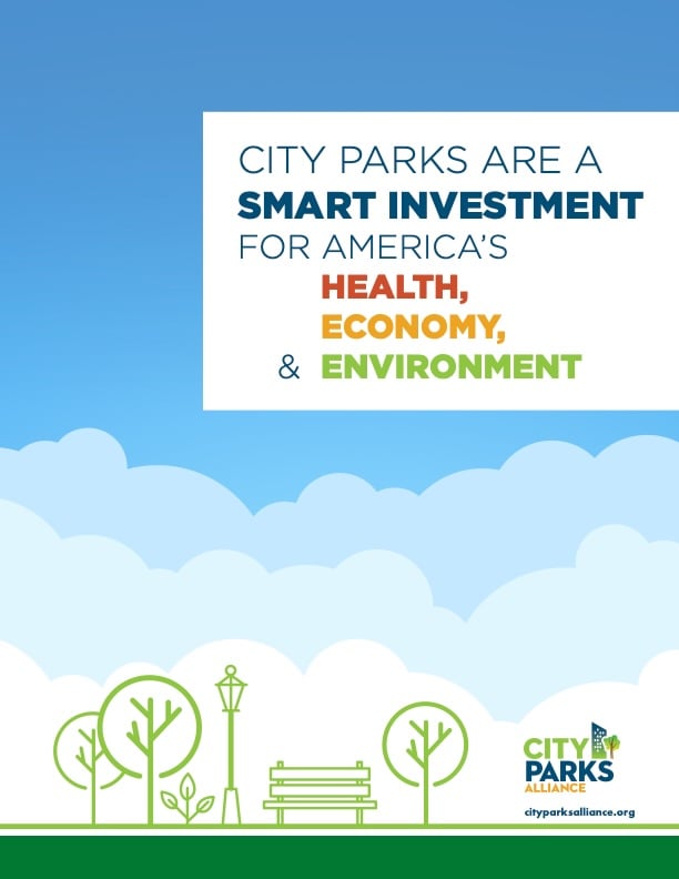 The cover page for the report "City Parks are a Smart Investment for America's Health, Economy, and Enviornment"