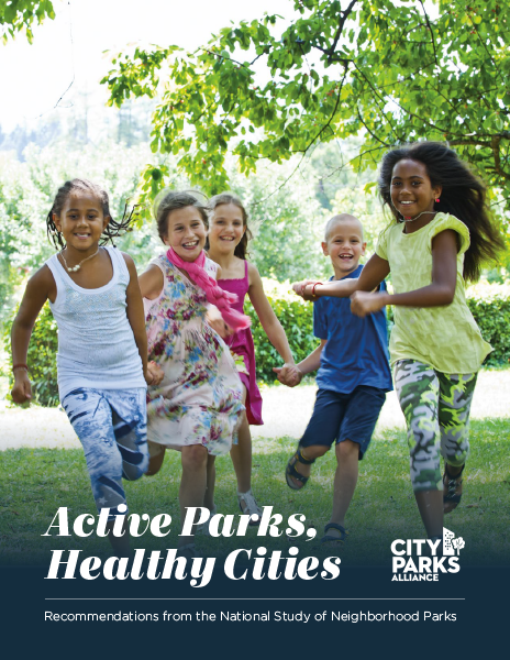 Front cover of the Active Parks, Healthy Cities report.