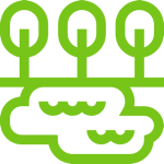 An icon of a lake and trees