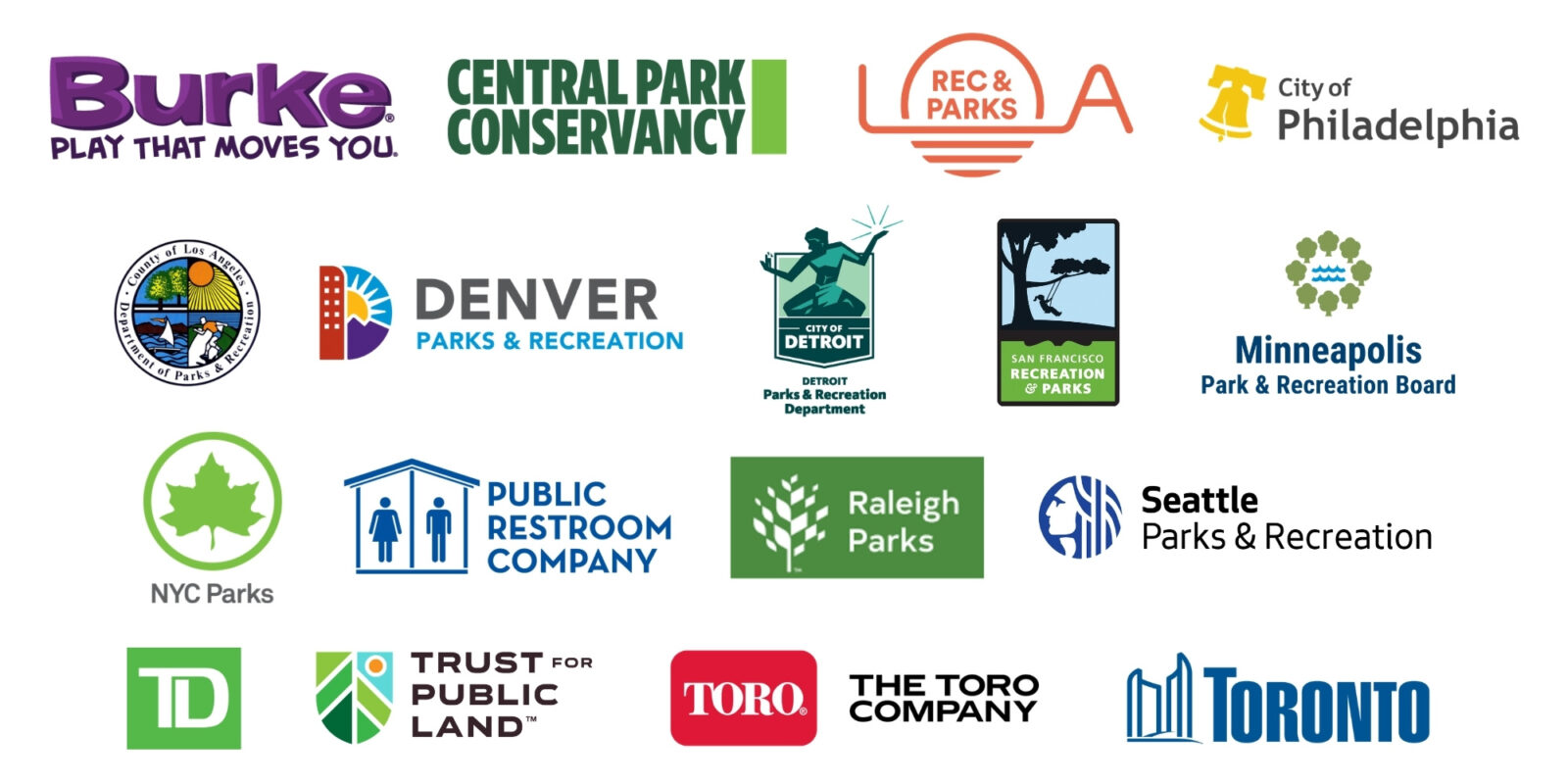 A collection of park organization and agency logos