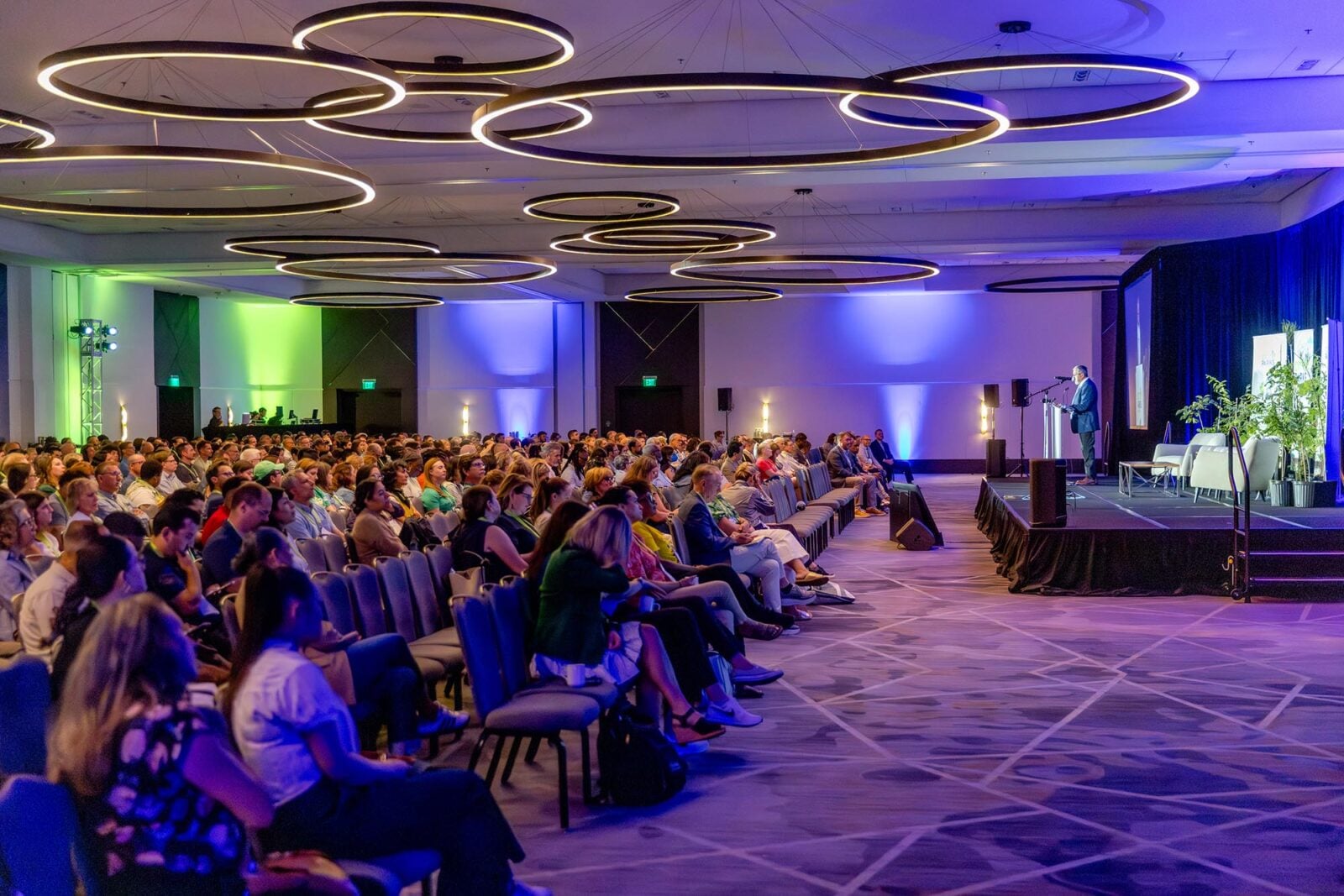 A large, crowded conference hall