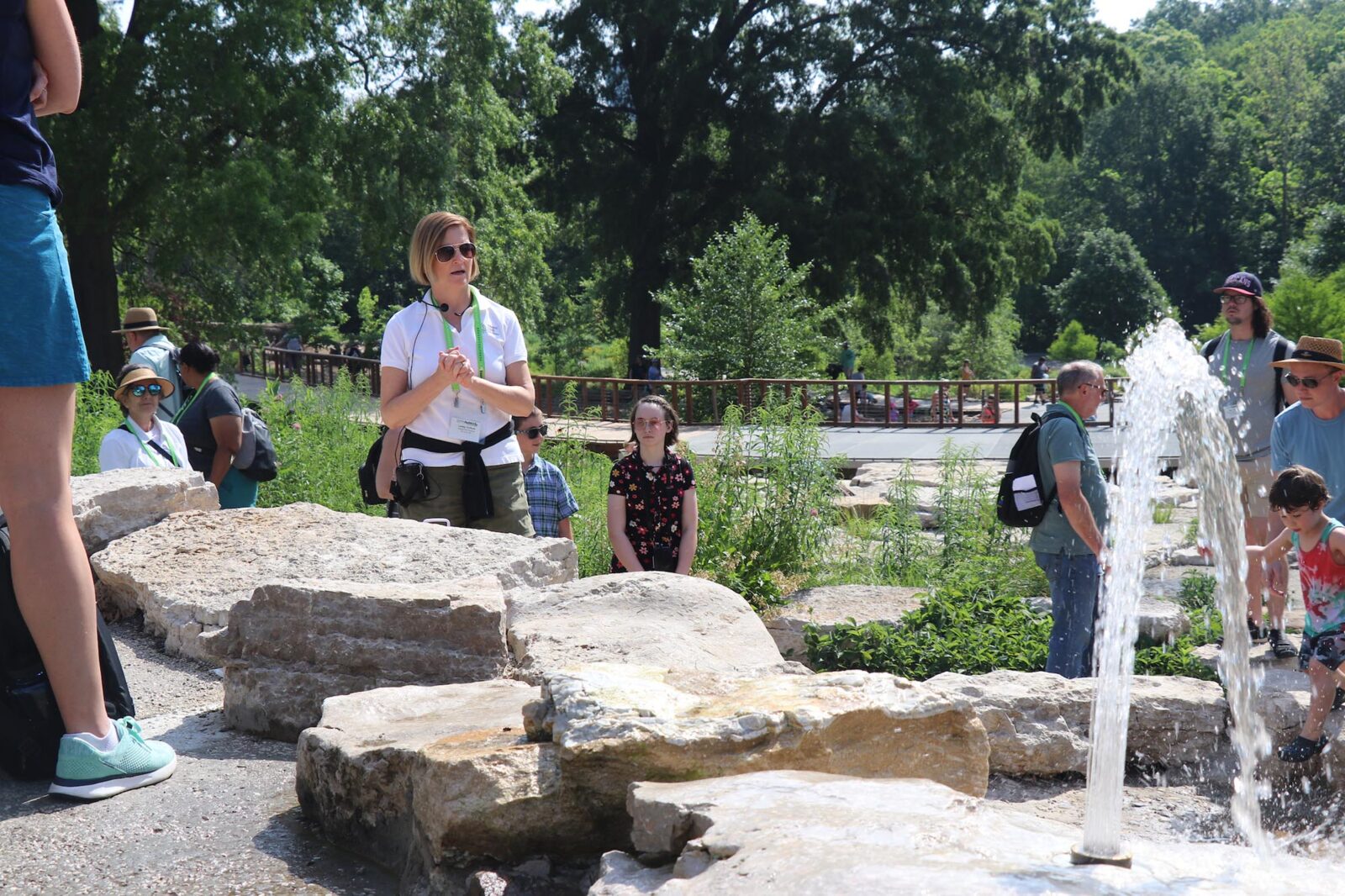 Park Study Tour attendees listening to a tour leaders