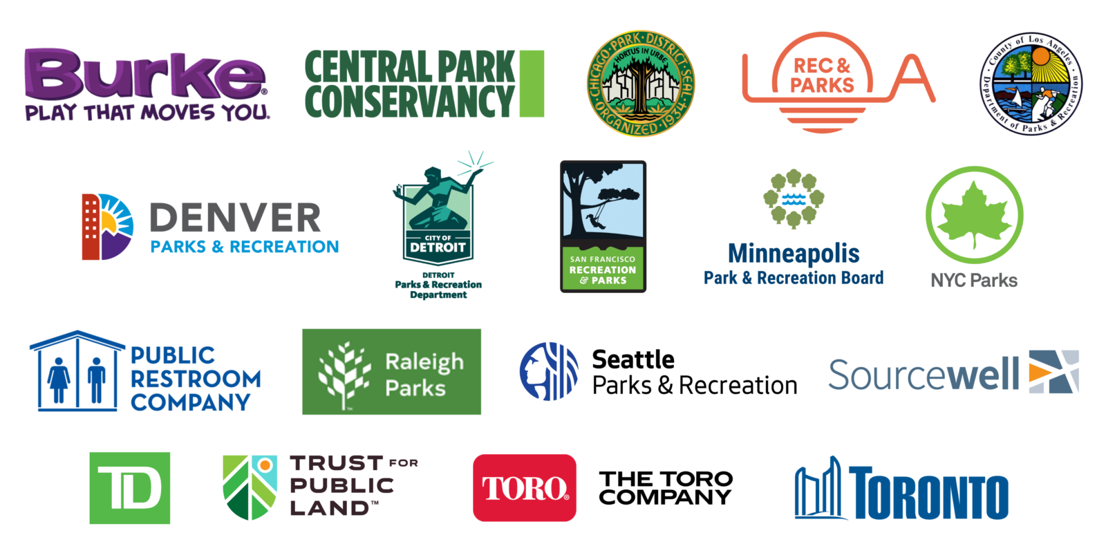 A collection of park organization and agency logos